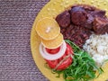 Feijoada dish of typical Brazilian food Top view