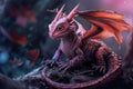 Feisty Baby dragon. Generate Ai Royalty Free Stock Photo