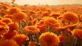 Feisty Orange Flowers In A Solarization Effect Field