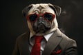 Feisty Pug boss. Generate Ai Royalty Free Stock Photo