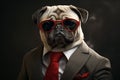 Feisty Pug boss. Generate Ai Royalty Free Stock Photo