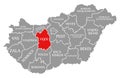 Fejer red highlighted in map of Hungary