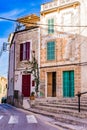 Felanitx old town, view of beautiful mediterranean houses, Majorca