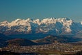 Feldkirch, Rhine valley, Austria - sunrise over Rhine valley with snowy peaks of Apenzell Alps Royalty Free Stock Photo