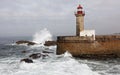 The Felgueiras Lighthouse in Foz do Douro, Portugal. Royalty Free Stock Photo