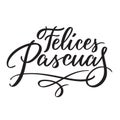 Felices Pascuas - Easter greetings on Spanish vector typography, calligraphy, lettering, hand-writing. Composition in one color.