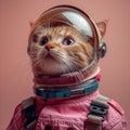 Felidae Carnivore wearing a pink space suit and helmet