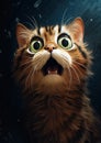 Feline Amazement: A Startling Gaze at a Surprised Kitten\'s Breat