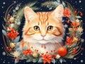 Kitten winter pet background beautiful red cat background christmas animal holiday cute Royalty Free Stock Photo