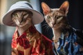 feline and canine fashion designers creating avant-garde looks for their models on the runway