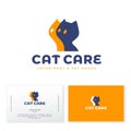 Feline Club logo, cat care and cat breeding. Veterinary service and goods for pets. Two silhouette of kittens.