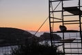 Feline colony during sunup on calamosca beach from capo sant`Elia lighthouse