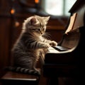 Feline Crescendo: Tiny Maestro\'s Playful Symphony on the Piano Keys