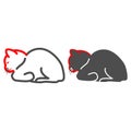 Feline distemper line and solid icon, Diseases of pets concept, Distemper of cat sign on white background, Feline plague
