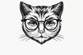 Feline Fashionista: Cat Face with Eyelashes and Eyeglasses Logo. Perfect for Fashion Blogs and Websites.