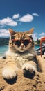 Feline Fashionista: A Tropical Photoshoot with a Sassy Kitten Royalty Free Stock Photo