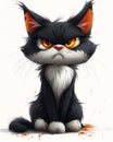 Feline Fury: A Mischievous Portrait of a Grumpy Cartoon Kitten Royalty Free Stock Photo