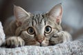 Feline\'s Surprise Causes It To Muffle A Gasp, Hiding Its Mouth With Adorable Paws