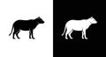 Feline Silhouette Icon Set - Black and White Vector Royalty Free Stock Photo