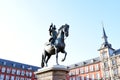 The Felipe III Statue, Madrid stands in the centre of Plaza Mayor in Madrid Royalty Free Stock Photo