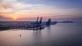 Felixstowe container port at sunrise