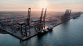 Felixstowe container port at sunrise