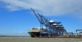 Large Container Ship `Ever Given` being loaded at Felixstowe Port.