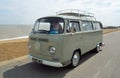 Classic Grey Volkswagen Camper Van Parked on Seafront Promenade Royalty Free Stock Photo