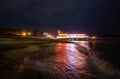 Felixstowe, Suffolk, UK: Felixstowe pier and beach at night