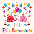 Feliz Aniversario Portuguese Happy Birthday card