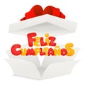 Feliz Cumpleanos - Happy Birthday in Spanish greeting card with opened box