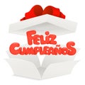 Feliz Cumpleanos - Happy Birthday in Spanish greeting card with opened box