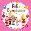 Feliz Cumpleanos - Happy Birthday in Spanish kids card