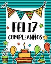 Feliz cumpleanos, happy birthday in spanish language, poster