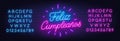 Feliz Cumpleanos neon lettering on brick wall background. Royalty Free Stock Photo