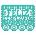 Feliz Cumpleanos Papel Picado design - Mexican folk art Happy Birthday party design, paper decoration with floral pattern