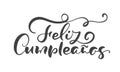 Feliz Cumpleanos, translated Happy Birthday in Spanish. Stylish hand drawn lettering design, vector illustration Royalty Free Stock Photo