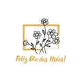 Happy Mother`s Day in Portuguese. Lettering. Ink illustration. Modern brush calligraphy. Feliz dia das Maes