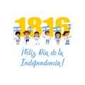 Text in spanish: Happy Independence Day, 1816. Vector illustration. Design concept banner, card. Lettering