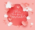 Feliz Dia dos Namorados translation from portuguese Happy Valentine day. Handwritten calligraphy lettering illustration