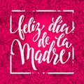 Feliz Dia Mama greeting card with pink red floral pattern. Royalty Free Stock Photo