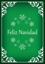 Feliz navidad - green vintage vector greeting card for christmas
