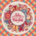 Feliz navidad. Greeting card in Spain. Xmas festive background.