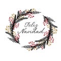 Feliz Navidad Hand Lettering Greeting Card. Merry Christmas in Spanish. Modern Calligraphy. Handwritten Christmas Decor