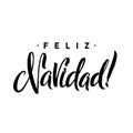 Feliz Navidad. Merry Christmas Calligraphy Template in Spanish. Greeting Card Black Typography on White Background