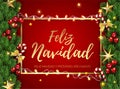 Feliz navidad - Merry Christmas Happy New Year Typographical greetings in Spanish. Holiday greeting and Christmas Royalty Free Stock Photo