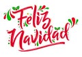 Feliz Navidad, Merry Christmas spanish text holiday design. Royalty Free Stock Photo