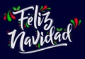 Feliz Navidad, Merry Christmas spanish text holiday design. Royalty Free Stock Photo