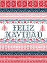 Feliz Navidad Nordic style vector seamless Christmas patterns inspired by Scandinavian Christmas, festive winter in cross stitch