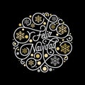 Feliz Navidad Spanish Merry Christmas calligraphy lettering and golden snowflake pattern on white background for greeting card des Royalty Free Stock Photo